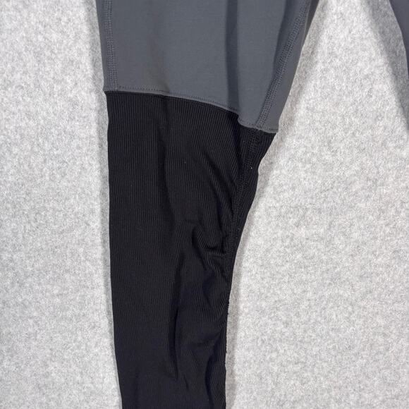 Alo Yoga Goddess Leggings Medium Gray Black High Rise Ribbed Ruched Ballet Dance - Picture 4 of 12
